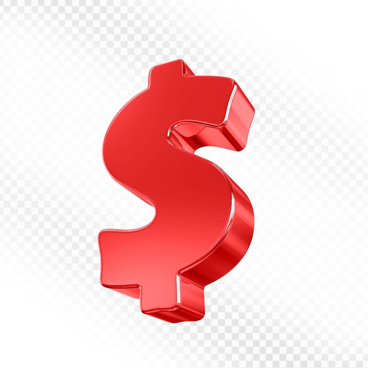 PSD red 3d dollar symbol