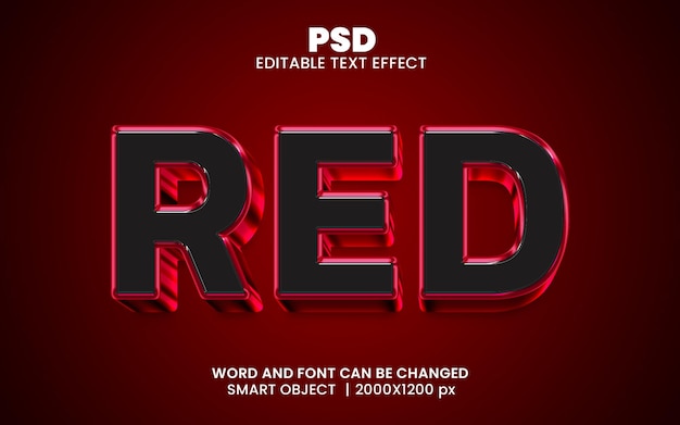 Red 3d editable photoshop text effect style with background