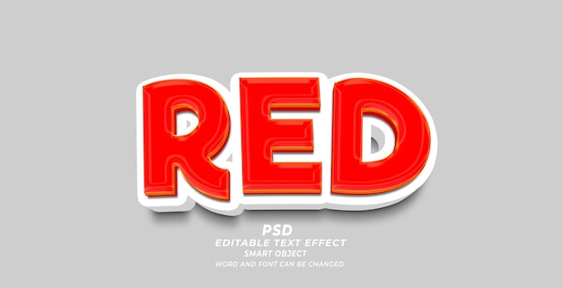 Red 3d editable photoshop text effect style