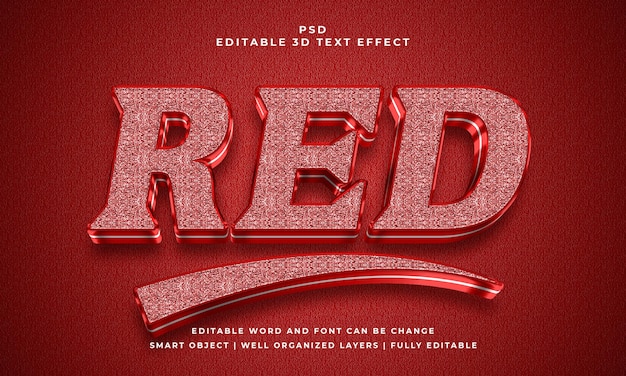 PSD red 3d editable psd text effect style with background