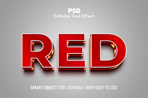 PSD red 3d editable text effect style template