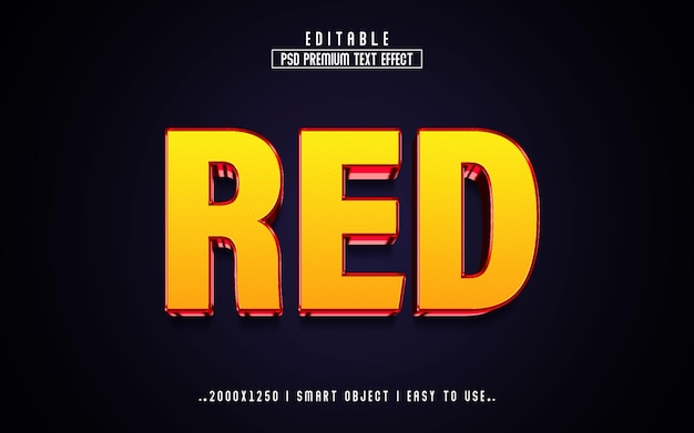 red 3d editable text effect style with premium background