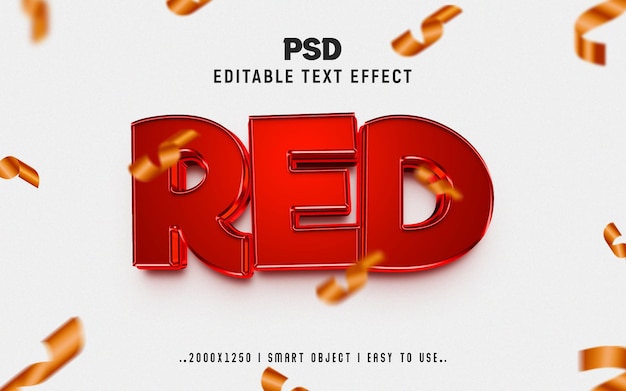 PSD red 3d editable text effect style