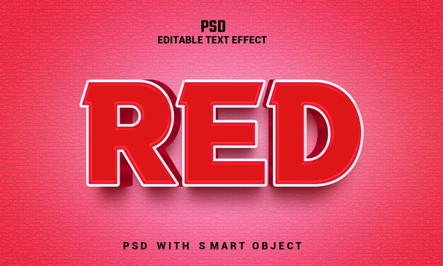 Красный 3d редактируемый текстовый эффект с фоном premium psd