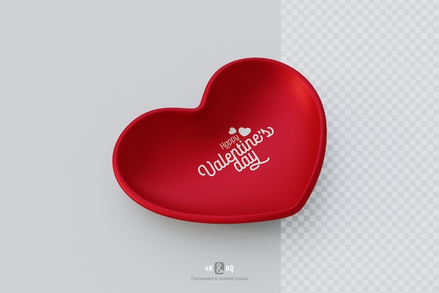 PSD red 3d love heartshaped plate mockup