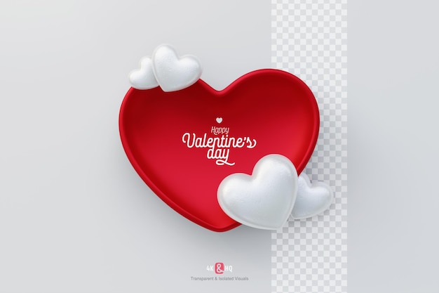 Red 3d love heartshaped plate mockup