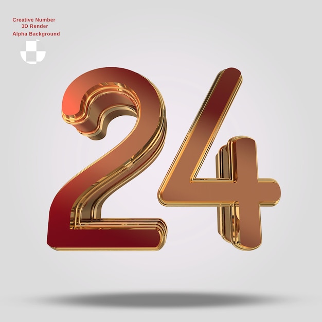 PSD red 3d number 24