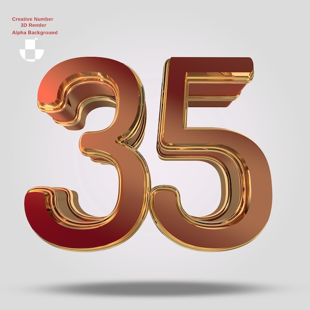 Red 3d number 35