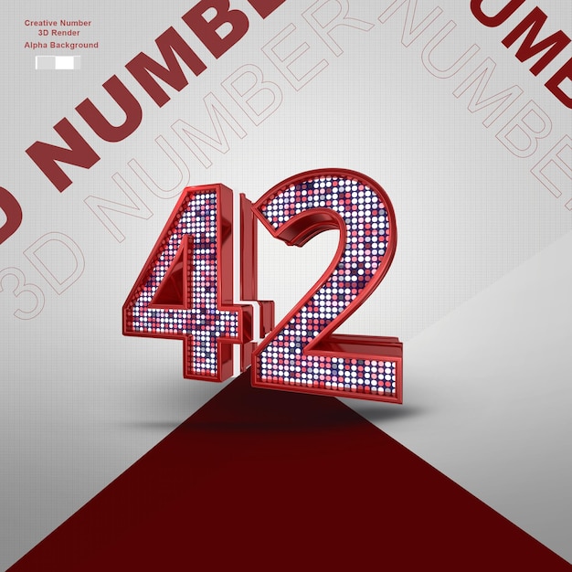 PSD numero rosso 3d 42