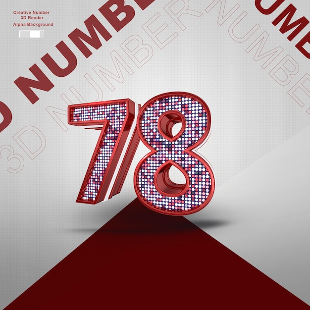 PSD numero rosso 3d 78