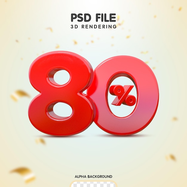 A red 3d number 80 % ad for a photo.