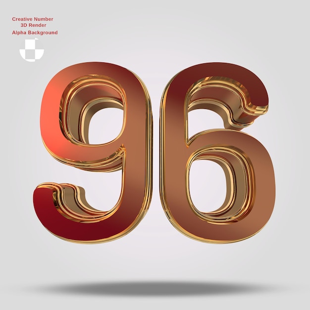 PSD red 3d number 96