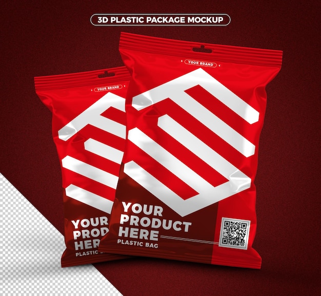 Red 3d plastic packaging mockup