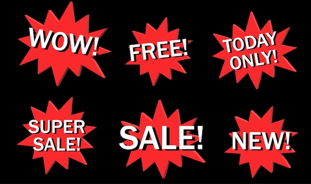 Red 3D Promotional Badge Vector Sale Oferta bezpłatna i tylko dzisiaj Tagi dla plakatów Flyers amp Web Banne