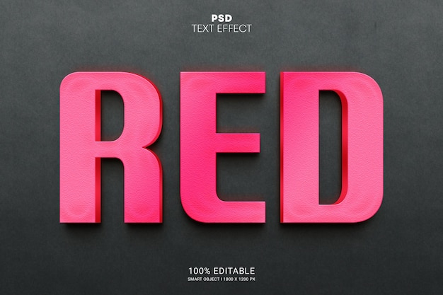 RED 3D PSD Дизайн с редактируемым текстовым эффектом