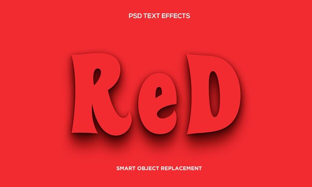 Red 3d psd text effect style