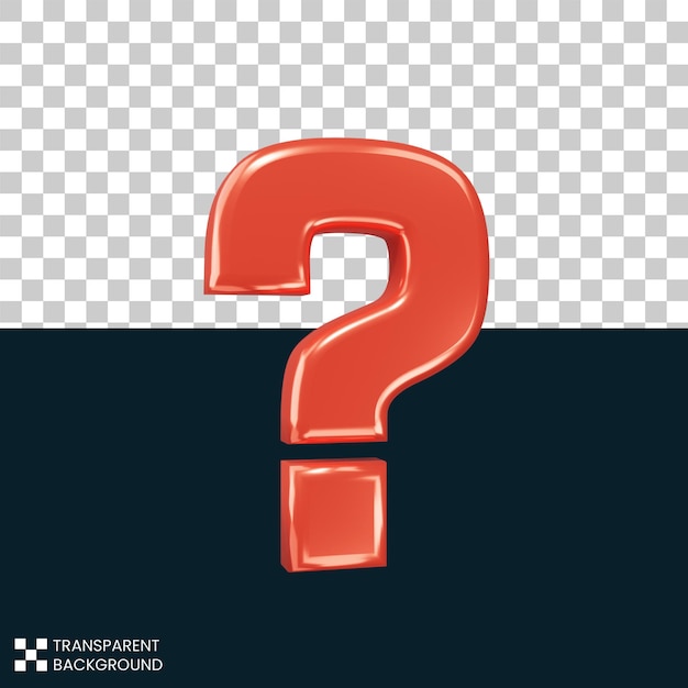 PSD red 3d rendering of question mark symbol