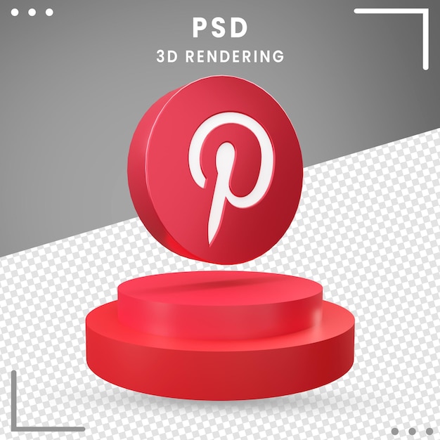 PSD Красный 3d повернутый значок pinterest изолированные