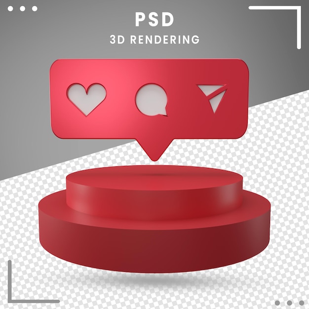 Красный значок 3d повернутый логотип instagram, изолированные в 3d-рендеринге