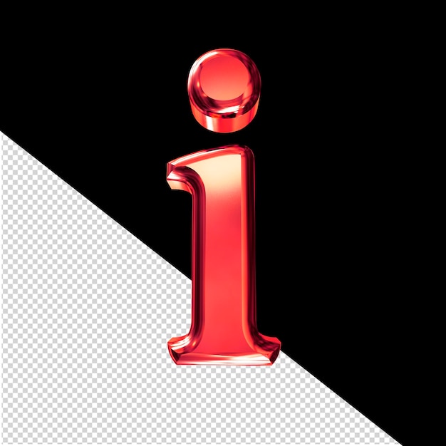 Red 3D symbol with bevel letter i