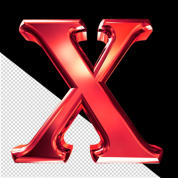 Red 3d symbol with bevel letter x