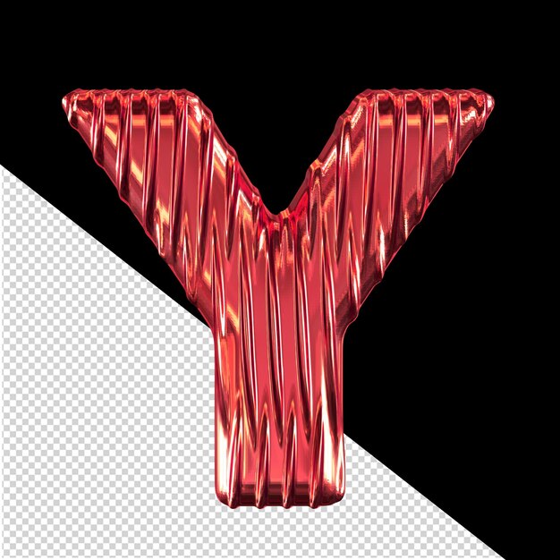 PSD red 3d symbol with vertical ribs letter y