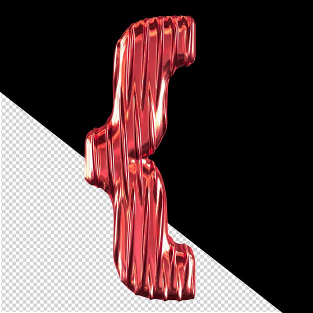 Red 3d symbol with vertical ribs