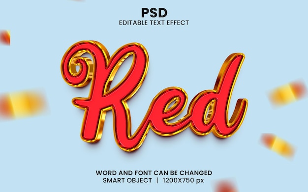 Red 3d Text Effect Editable PSD