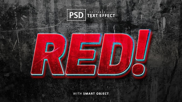 PSD Редактируемый красный 3d текстовый эффект