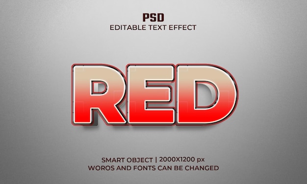 Modello di effetto stile testo 3d rosso