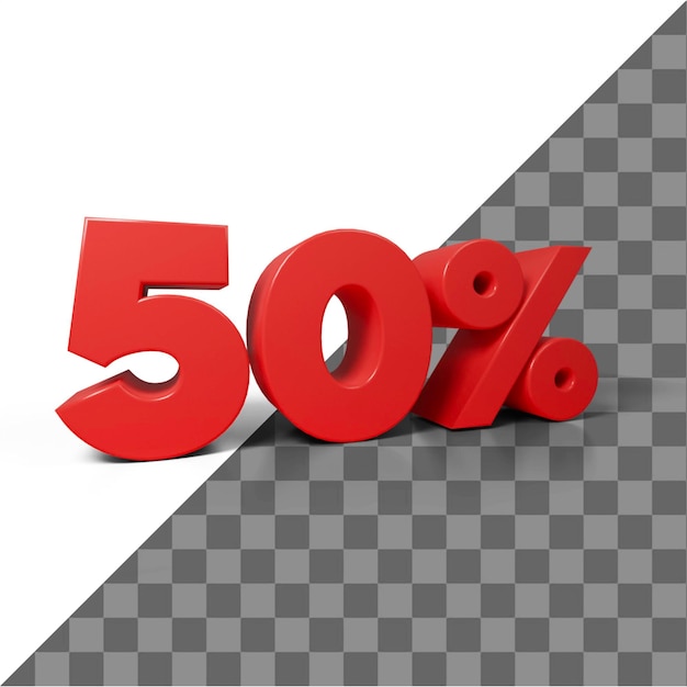 PSD a red 50 percent vector with a transparent background png