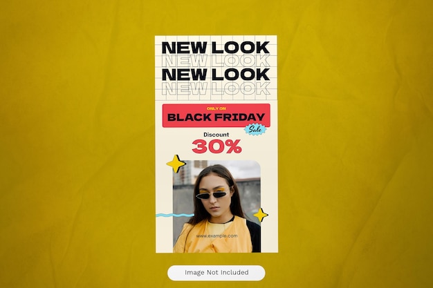 PSD red 90s style black friday fashion wyprzedaż instagram story 02