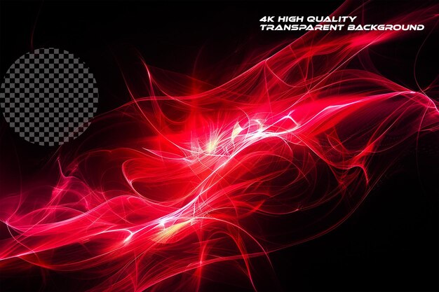 Red abstract background with dynamic lines and curves on transparent background