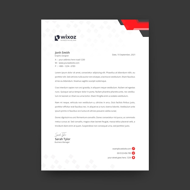 Red abstract letterhead template