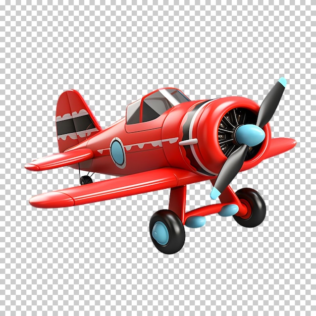 Красный стиль мультфильма самолета, изолированный на прозрачном фоне
