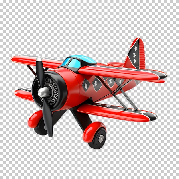 Red airplane cartoon style isolated on transparent background