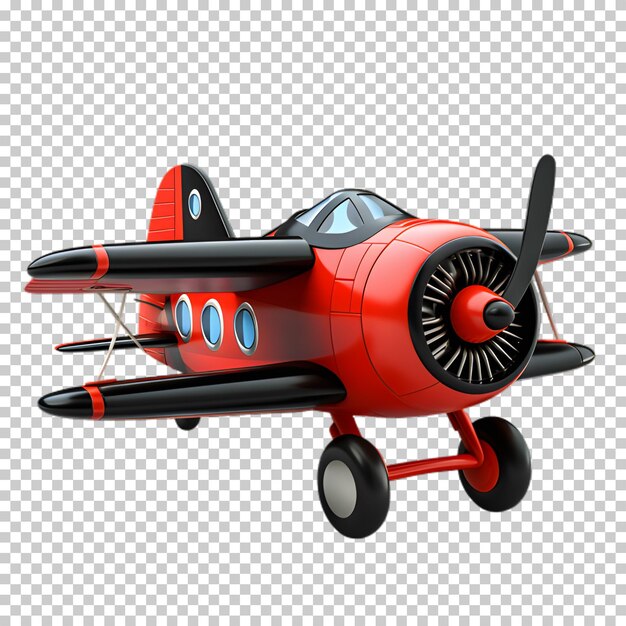 PSD red airplane cartoon style isolated on transparent background