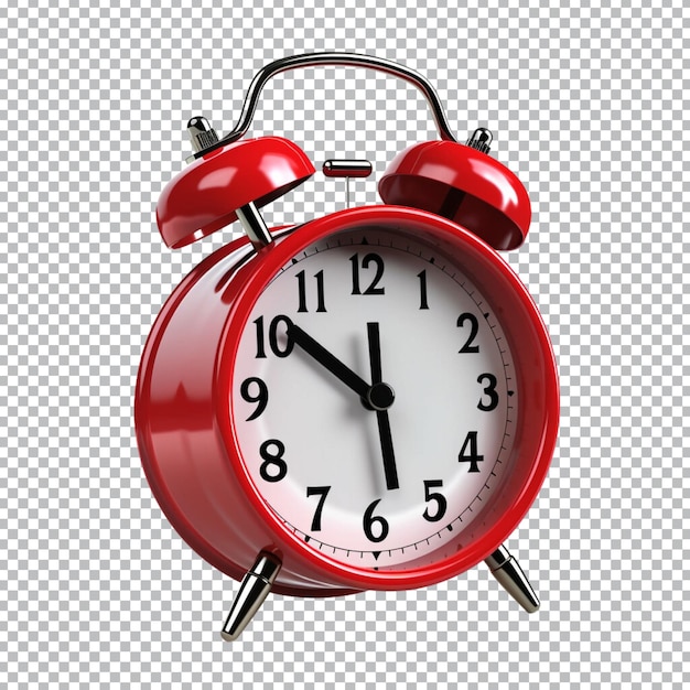 PSD red alarm clock on a transparent background