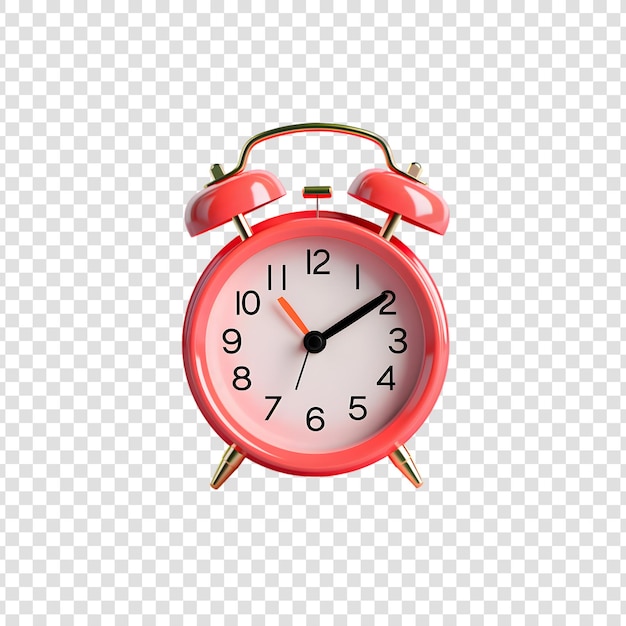 PSD red alarm clock on a transparent background