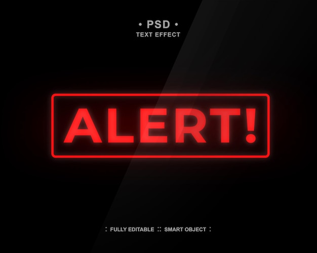 red alert sign text effect editable text and color