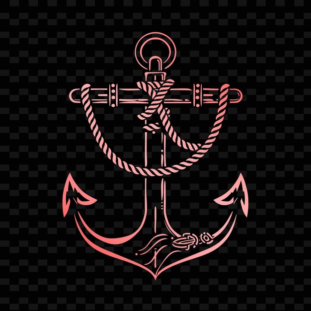 PSD a red anchor with a rope and a anchor on a black background