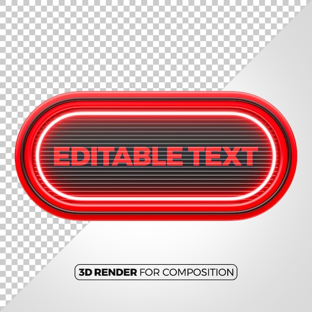 red and black neon 3d panel with editable texts