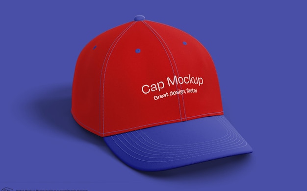 red and blue baseball cap mockup