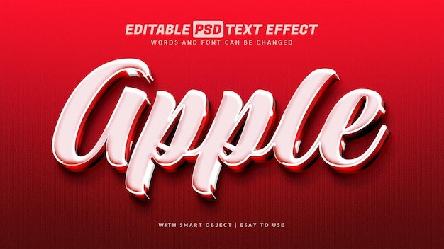 Red apple 3d text effect