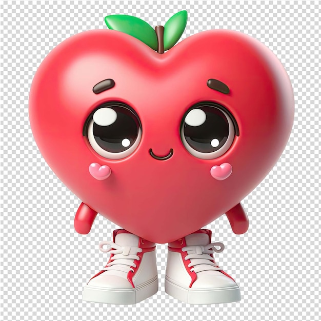 PSD a red apple with a green leaf on its head