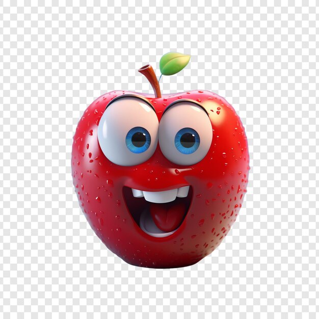 PSD una mela rossa con una faccia sorridente e occhi