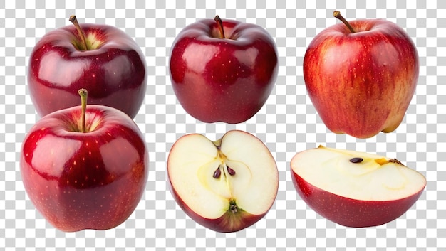 PSD red apples isolated on transparent background