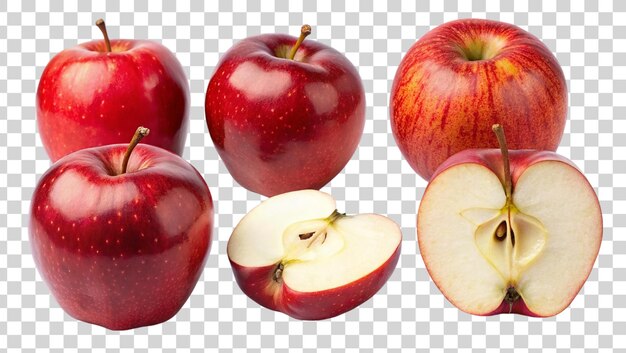 Red apples isolated on transparent background