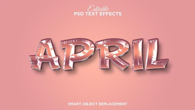 PSD red april metallic jewel text effect