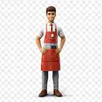 PSD a red apron with a white button on it